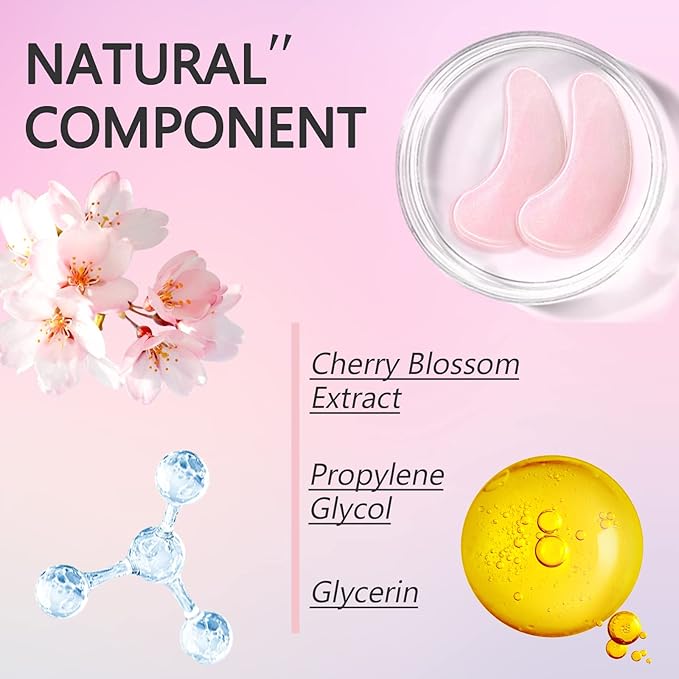 Under Eye Patches -30 Pairs Sakura Essence Eye Mask for Puffy Eyes,Reducing Dark Circles,Anti-Aging & Refreshing, Collagen Eye Mask for Moisturizing,Sakura Pink-VivaGrace Women