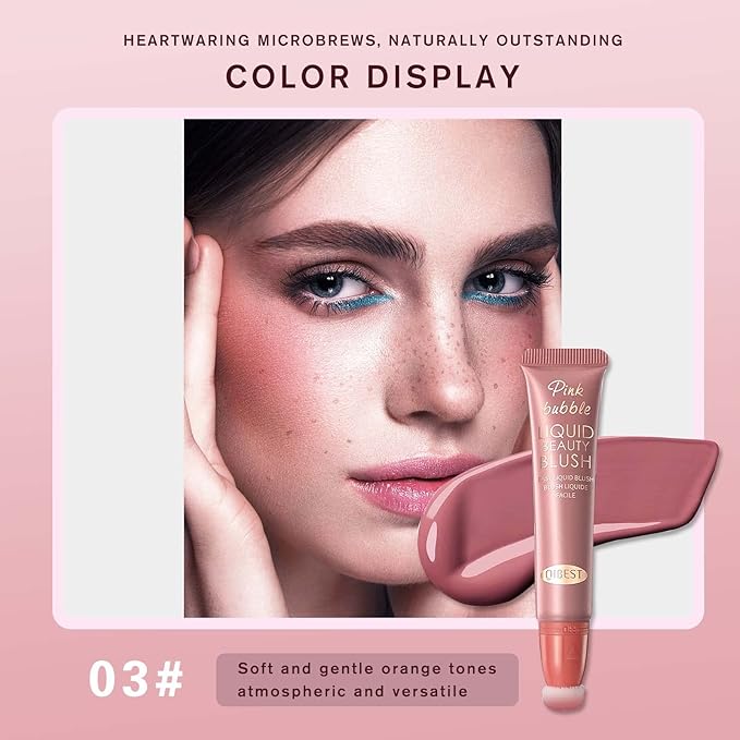 Liquid Blush Beauty Wand Matte Cream Blush Stick with Soft Cushion Applicator For Natural Cheek Tint Blendable Lightweight Long Lasting Dewy Finish makeup blush for Face(03 Plum Wine)-VivaGrace Women
