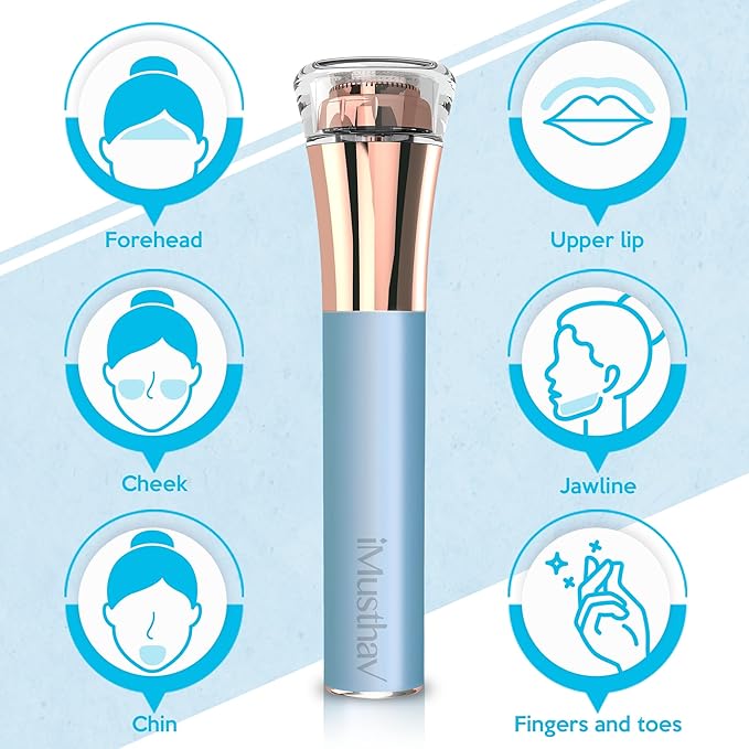 Flawless Facial Hair Remover for Women Painless Electric Razor Epilator Trimmer Shaver with 18K Gold-Plated, 16mm Dual Ring Floating Head, USB Rechargeable, 360° LED for Face Lip Hair Removal-VivaGrace Women