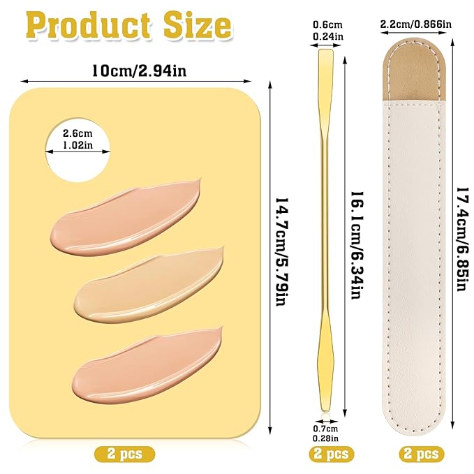 6 in 2 Sets Makeup Mixing Palette, Gold Acrylic Cosmetic Palette with Korean Makeup Spatula Tool for Mixing Foundation Eye Shadow Lipsticks Nail Art-VivaGrace Women
