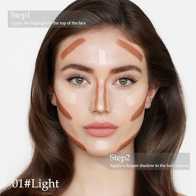 Boobeen Highlight and Contour Stick Dual-ended Contouring Cream Makeup Pencil Kit, Long Lasting & Waterproof Face Bronzer and Highlighter Makeup Stick Shadow Pen, Pack of 1-VivaGrace Women
