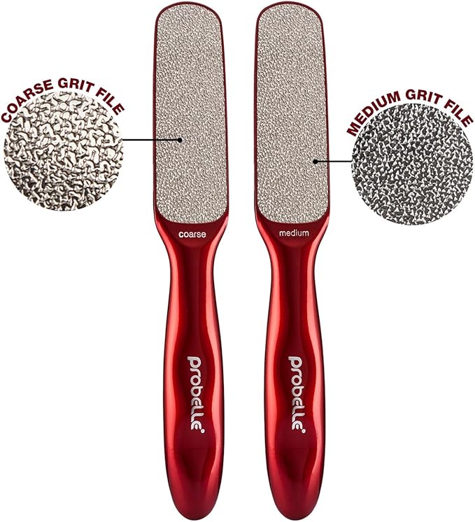 Probelle Double Sided Multidirectional Nickel Foot File Callus Remover - Immediately Reduces calluses and Corns to Powder for Instant Results, Safe Tool (Red)-VivaGrace Women