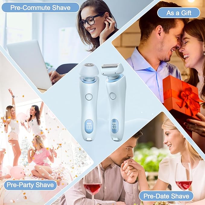 Livora Electric Shaver for Women, Bikini Trimmer for Women, Silk Glide Pro Shaver, Removable Head Electric Trimmer for Bikini, Pubic Hair, Legs, Body, Wet/Dry-VivaGrace Women