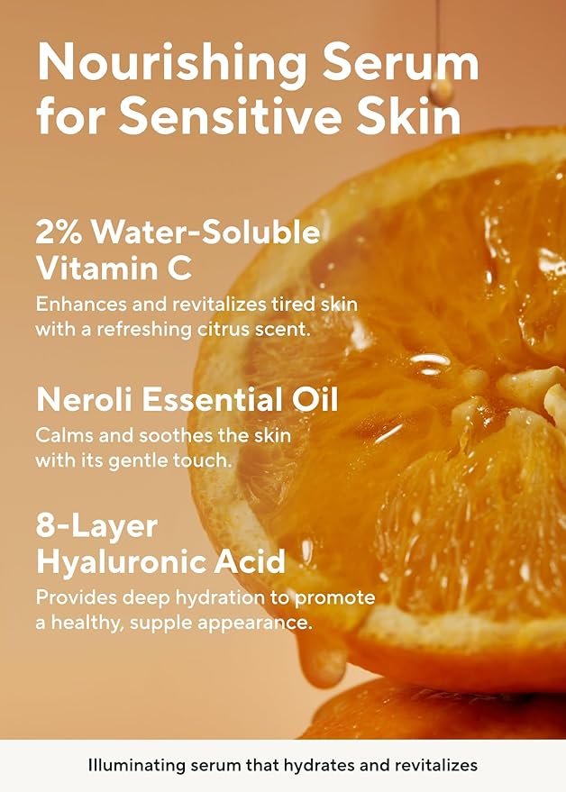 AROMATICA Glow Vita C Toning Serum Orange & Neroli 30ml/1.01 fl. oz - Orange Vitamin C Serum for Face with Hyaluronic Acid For Sensitive Skin-VivaGrace Women