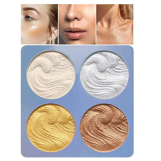 Boobeen Highlighter Makeup Highlighter Palette Powder Shimmer Highlighter Makeup Facial Illuminator Bronzer Palette Waterproof Long Lasting-VivaGrace Women