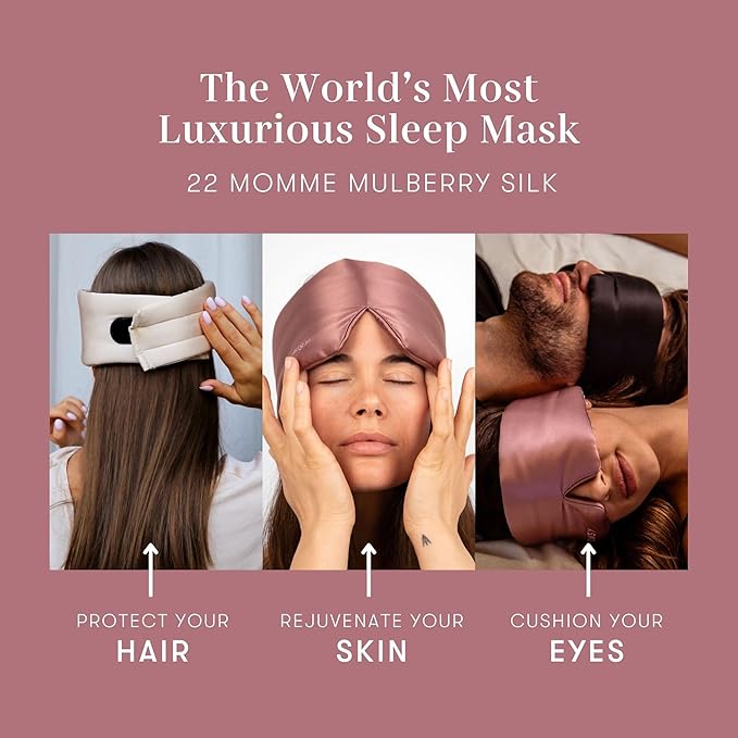DROWSY Silk Sleep Mask. Face-Hugging, Padded Silk Cocoon for Luxury Sleep in Total Darkness. (Damask Rose)-VivaGrace Women