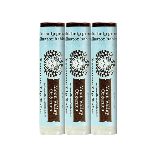 Moon Valley Organics Beeswax Lip Balm for Moisturizing Lips and Cuticles (COOL MINT VANILLA, 3-Pack)-VivaGrace Women