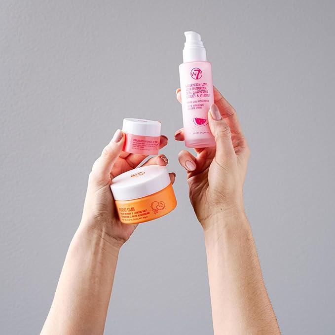 W7 Peachy Clean Makeup Removal, Aftercare & Cleansing Set - Remove Makeup, Moisturise & Soothe Skin and Lips - Including Sweet Dreams Overnight Lip Mask and Watermelon Wave Hydro-Glow Moisturiser-VivaGrace Women
