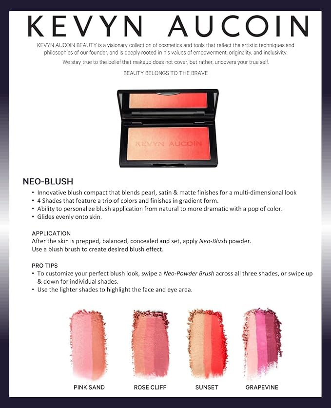 Kevyn Aucoin The Neo-Blush, Grapevine: Blush makeup compact. Trio palette of gradient colors. Blends pearl, satin & matte finishes for highlighting cheeks. Personalized looks - natural to pop of color-VivaGrace Women