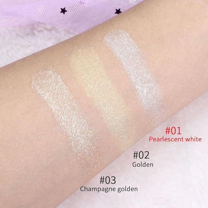Pearl White Face Highlighter Makeup Shimmer Glitter Rose Sparkly Highlighters Makeup Powder Palette for Face Cheek Skin iluminadores iluminador (pearl white)-VivaGrace Women
