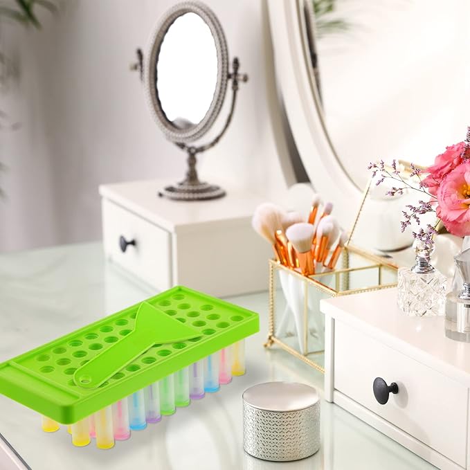 Maitys 2 Sets Lip Balm Tray and Spatula Portable Lip Balm Filling Tray and Spatula Set Lip Balm Tube Holder Lip Balm Tubes Tray Lip Balm Containers Lip Gloss Making Kit(Green)-VivaGrace Women