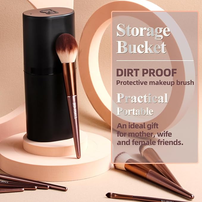 BS-MALL Makeup Brush Set 18 Pcs Premium Synthetic Foundation Powder Concealers Eye shadows Blush Makeup Brushes with black case (B-Brown)-VivaGrace Women