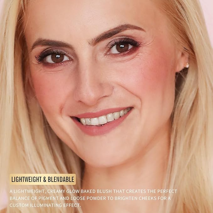KIMUSE Baked Blush, Lighting Glow Marbleized Blush Powder Blush, Contour & Highlight Face for a Creamy Lightweight Natural Finish-VivaGrace Women