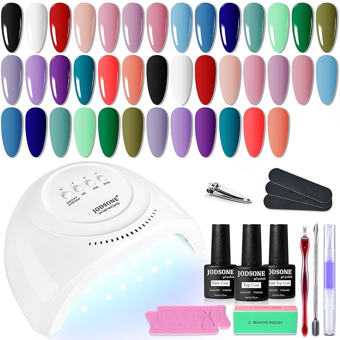 JODSONE 20 Colors Gel Nail Polish Kit with U V Light Base Top Matte Coat High Shine Vibrant Nail Gel Equipped with Manicure Tools-VivaGrace Women