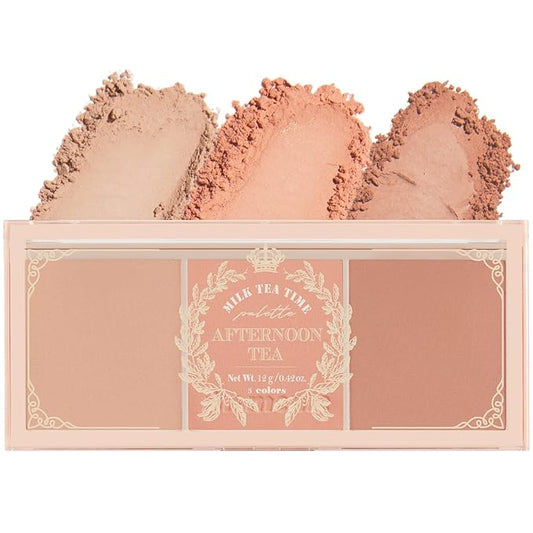 I'm Meme Palette - Afternoon Tea Blusher | Milk Tea Time, Blush for Cheek, Natural & Neutral, Buildable & Blendable, 3 Shades Palette, Matte Powder Blush for Face & Cheeks, For All Skin Tones, 0.42 oz-VivaGrace Women