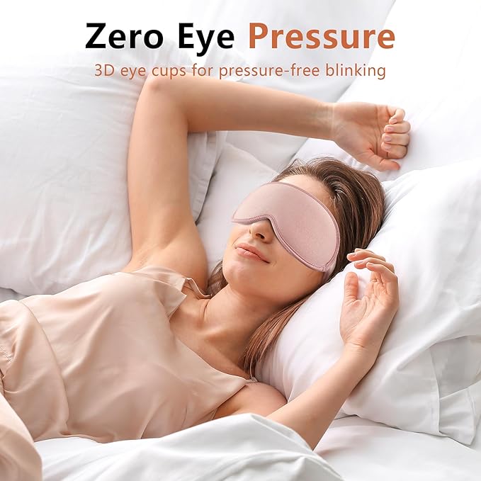 Sleep Mask for Side Sleeper Women Men, Eye Mask for Sleeping Light Blocking, 3D Contoured Cup Sleeping Mask, Soft Breathable Sleep Eye Mask with Adjustable Elastic Strap for Travel Pink-VivaGrace Women