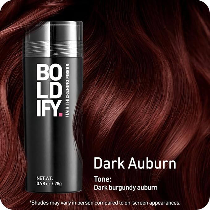 BOLDIFY Hair Fibers (28g) - Fill In Thinning and Fine Hair for an Instantly Fuller, Thicker Look - 14 Shades for Women & Men - Dark Auburn-VivaGrace Women