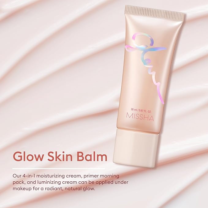 MISSHA Glow Skin Balm 0.68 fl oz/ 20ml, 4-in-1 Primer, Moisturizing Cream, Morning Pack, Luminizing Cream for a Flawless Natural Glow Glass Skin-VivaGrace Women