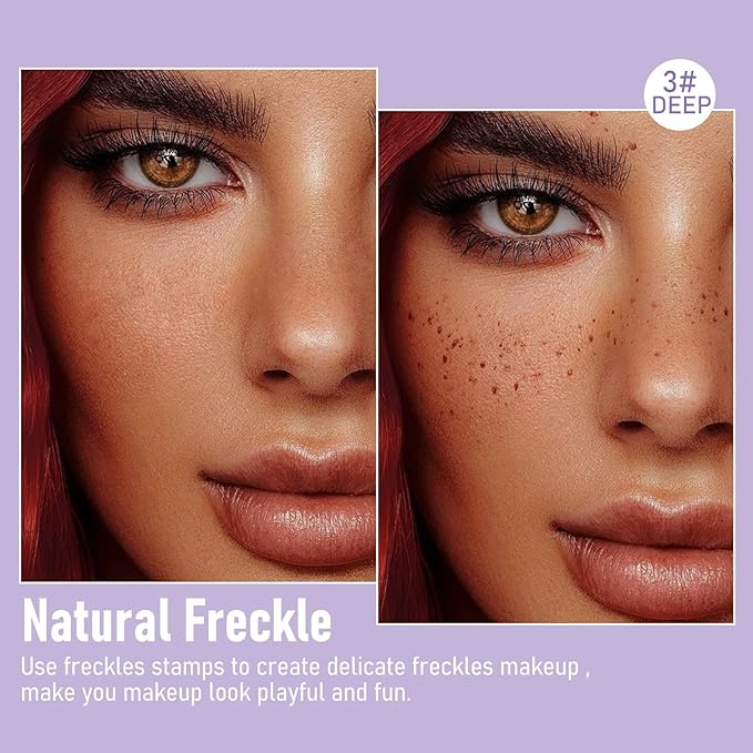 Freckles Stamp Pen, Resistant Faux Liquid Freckle Makeup, Waterproof Sweatproof Quick Dry Long Lasting, Natural Lifelike Sunkissed Matte Finish Fake Freckle Pen-DEEP-VivaGrace Women