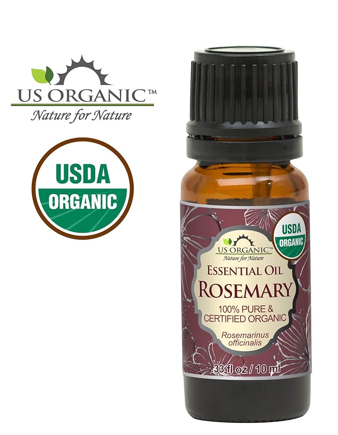 US Organic 100% Pure Rosemary Essential Oil, USDA Certified Organic 100% Pure, Steam Distilled, for Hair Growth, Scalp, Face, Skin, and Aromatherapy (Size Variations Available) (10 ml)-VivaGrace Women