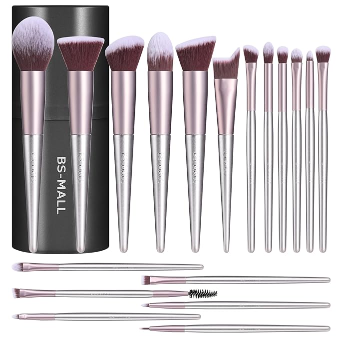 BS-MALL Makeup Brush Set 18 Pcs Premium Synthetic Foundation Powder Concealers Eye shadows Blush Makeup Brushes with black case-VivaGrace Women