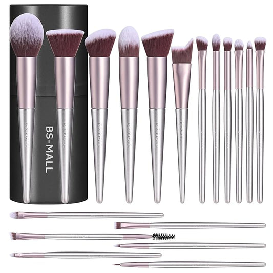 BS-MALL Makeup Brush Set 18 Pcs Premium Synthetic Foundation Powder Concealers Eye shadows Blush Makeup Brushes with black case-VivaGrace Women