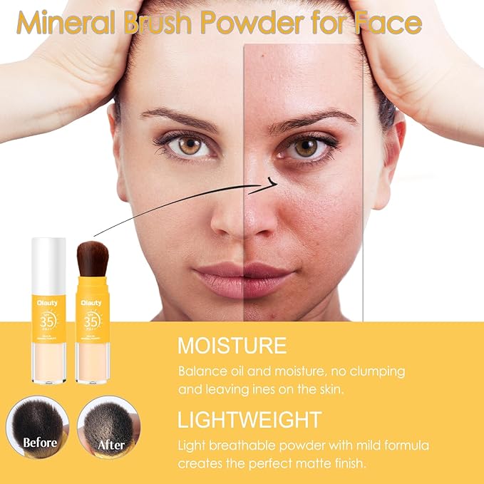 Mineral Setting Powder, Matte Oil Control Mineral Brush Powder for Face, Natural Translucent Loose Setting Powder, Lasting Lightweight Breathable Face Powder for All Skin (Translucet, 8g)-VivaGrace Women