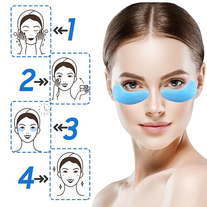 Under Eye Patches- 28 Pairs Blueberry Collagen Eye Mask Eye Patches for Reducing Puffy Eyes and Dark Circles, Anti Aging Gel Eye Pads Under Eye Mask, Blue-VivaGrace Women