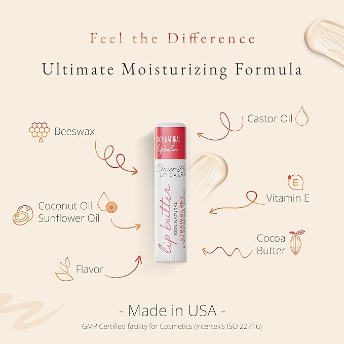 CHAP-LIP 100% All Natural Lip Balm Hydrating Bulk Chap Stick with Fruit Flavors, Coconut Oil, and Cocoa Butter - Lip Therapy Pack for Men and Women - Gift Set Made in the USA, 60 Pack-VivaGrace Women