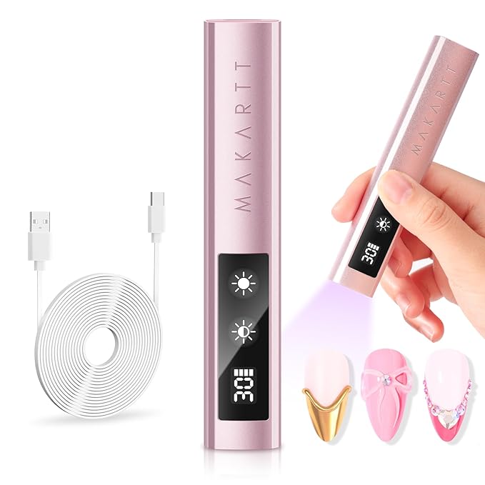 Makartt Handheld UV Nail Lamp with Painless Mode: Portable Flash Cure Lamp for Fast Curing Gel Polish Nails Tips & Glue Rechargeable USB Nail Art Light with LCD 3 Timer for Home Salon Use-VivaGrace Women