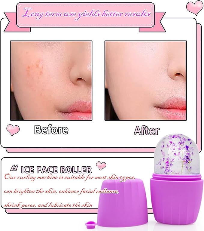 Ice Facial Cube Facial Beauty Ice Roller Skin Care Tools Ice Roller for Face and Eye Silicone Ice Mold for Face Beauty Ice Face Roller-VivaGrace Women