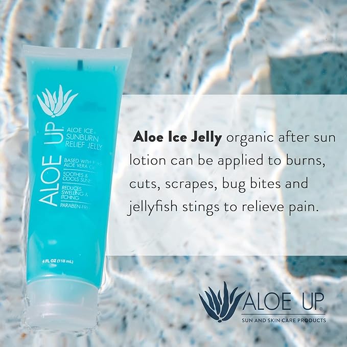 ALOE UP Ice Sunburn Relief Jelly - Pure Aloe Vera Gel Sunburn Relief for Adults & Kids, Aloe Vera Gel Face & Body, Natural Cruelty-Free Aloe Gel, Aloe Vera Gel Skin Lotion - 4 Oz (2pack)-VivaGrace Women