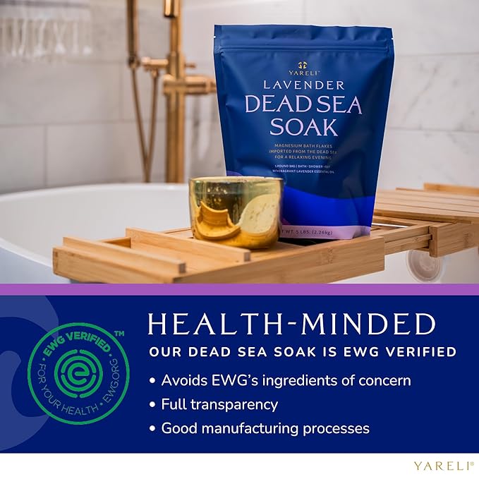 Magnesium Flakes, 5lb Lavender, Dead Sea Bath and Foot Soak, Alternative to Epsom Salt with Over 250,000mg of Magnesium Chloride Per Bag-VivaGrace Women