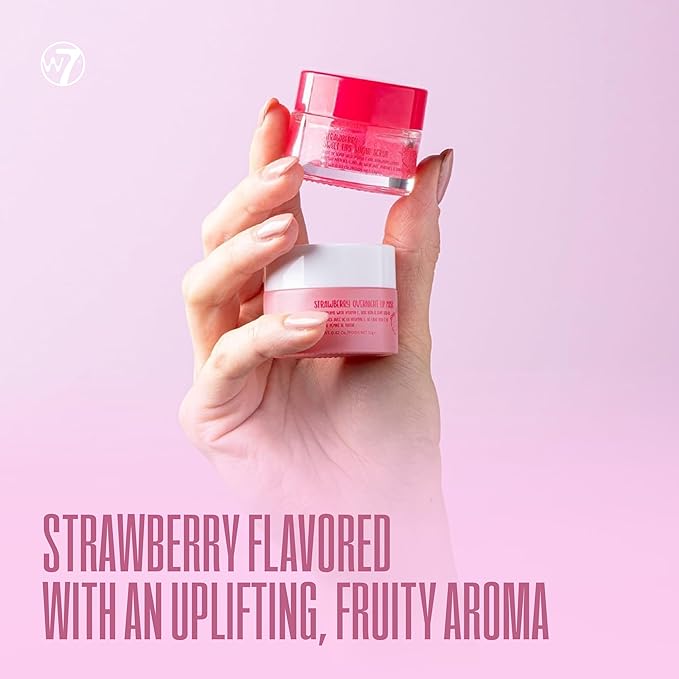 W7 Sweet Dreams Lip Scrub & Overnight Lip Mask Duo - 2Pcs Set - Strawberry Flavour - Exfoliate, Condition, Soothe & Hydrate-VivaGrace Women