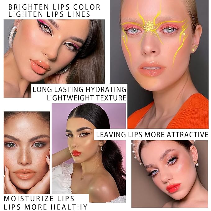 Lip Glow Oil Set, 2 Pcs Comforts Plumping Lip Oil, Refreshes Hydrating Lip Gloss Oil, Non-sticky Lip Plumper Gloss, Nourishing Lip Oil Tinted Lip Balm Lip Care, Soothes Tinted Lip Oil For Dry Lip-VivaGrace Women