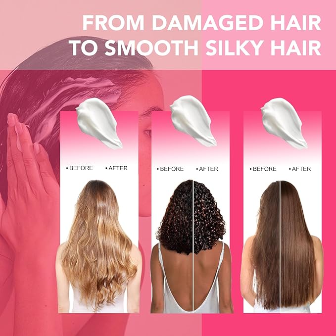 Keratin & Collagen Repair Hair Mask for Damaged Hair | Deep Conditioner Revives Dry, Frizzy, Bleached & Color-Treated Hair | With Argan Oil & Biotin | Treatment for Split Ends | 500ml-VivaGrace Women