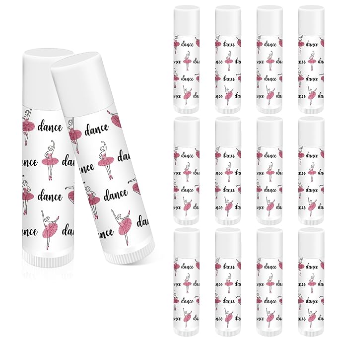 12 Pack Dance Theme Ballet Lip Balms Bulk Moisturizing Lip Balms Back To School Gift Ballet Gifts Lip Balm Christmas Thanksgiving Day Dance Party Thanks Gift for Dancer Girl Woman-VivaGrace Women