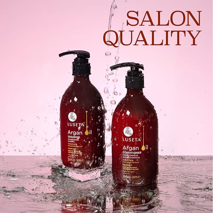 Luseta Argan Oil Shampoo and Conditioner Set Thickening for Thin & Dry Hair Smoothing & Nourishing Anti- Frizz for All Hair Types Sulfate Free for Men and Women 2 x16.9Fl Oz-VivaGrace Women