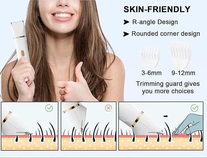 ele ELEOPTION Electric Razors for Women 5-in-1 Waterproof Wet Dry Electric Shaver with USB Charge Dock, Legs Hair Remover, Body Shaver for Beard Bikini Trimmer for Women White-VivaGrace Women