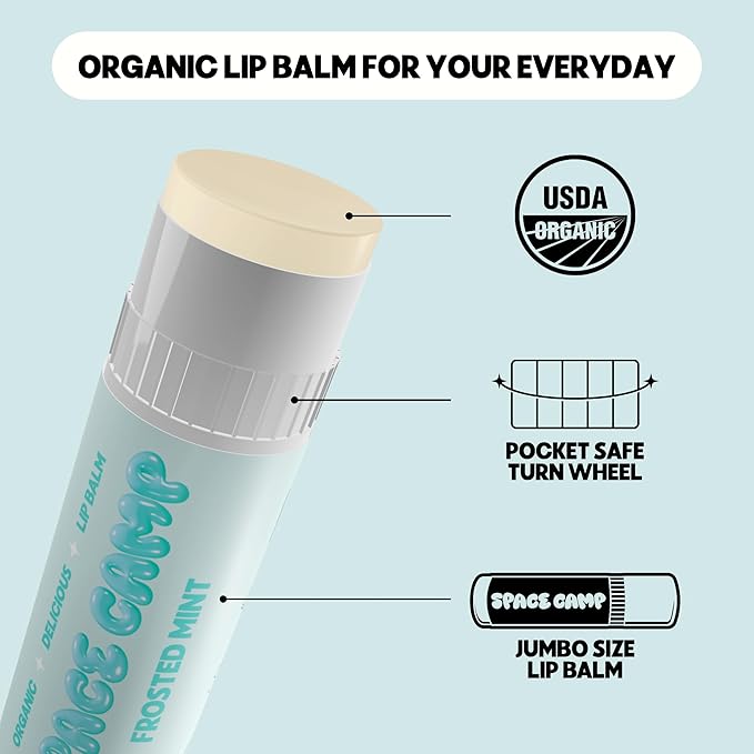 Wellness Jumbo Lip Balm - Frosted Mint Organic Flavored Balm (2 Pack)-VivaGrace Women