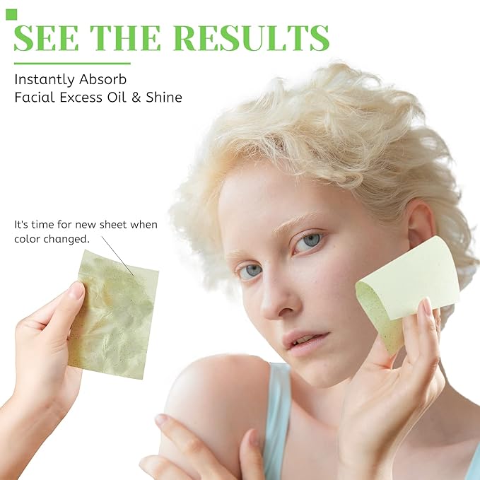 Oil Blotting Sheets for Face - Green Tea,26% Larger,3pk/300 Natural Blotting Paper for Oily Skin,Makeup Friendly Oil Absorbing Sheets,Easy To Grab One-VivaGrace Women