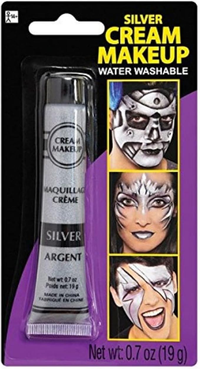 amscan Silver Metallic Cream Make Up - 0.7 Oz, 1 Pc-VivaGrace Women