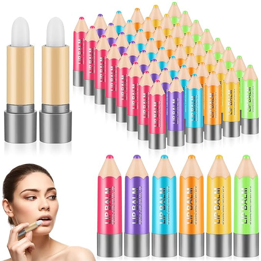 48 Pcs Lip Balms Gift Crayon Sign Fruit Taste Lip Balm for Teachers Students Soothing and Moisturizing Lip Balms for Chapped Lip Crayon Shape Classroom Rewards Party Supplies-VivaGrace Women