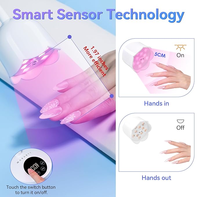 Makartt UV Nail Lamp: Mini UV Light for Gel Nails Polish Luminoza 30W Rechargeable LED Nail Light Nail Dryer with 4 Timers & Auto Sensor, Fast Curing Goosenecks Lamp for Home DIY Manicure-VivaGrace Women