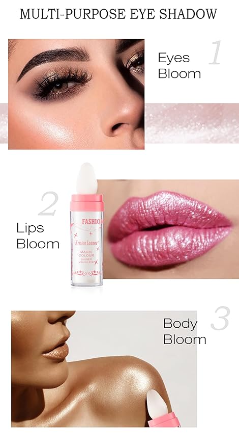 AKARY Shimmer Highlighter Powder, Fairy Polvo De Hadas Highlighter Powder & Blush Stick, Instant Glow Luminizer Duo, Glitter Body Face Hair High Gloss Stick, Sparkle Smudge-Proof Highlighter Stick Party Makeup (C-#03)-VivaGrace Women