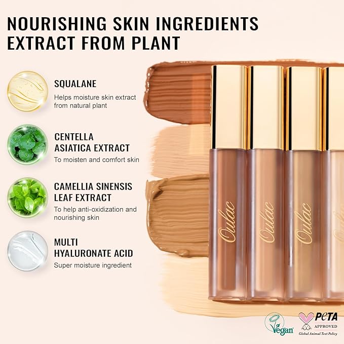 Oulac Full Coverage Concealer, Concealer Stick for Face and Eye Dark Circles, Hydrating Concealer Infused with Hyaluronic Acid, Vegan Concealer 3.8ml, Shade: W1 Porcelain-VivaGrace Women