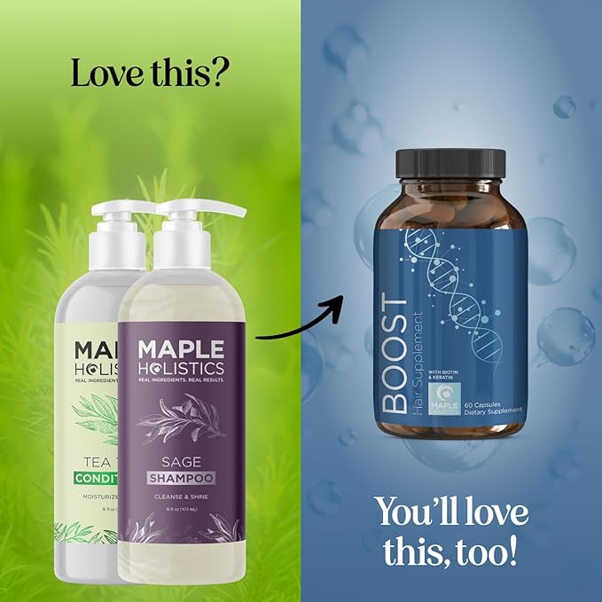 Sulfate Free Shampoo and Conditioner Set - Tea Tree Sage and Rosemary Shampoo and Conditioner for Dry Flaky Scalp Care - Deep Cleansing Color Safe Shampoo and Conditioner for Damaged Dry Hair Care-VivaGrace Women