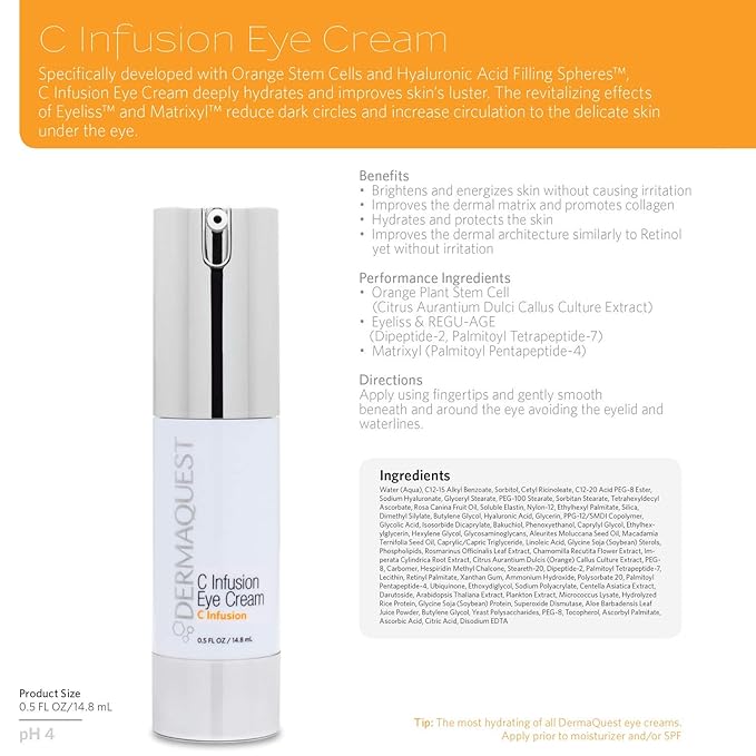 DermaQuest C Infusion Hydrating Revitalizing Eye Cream - Eye Bags Reducer, Eye Puffiness Treatment & Under Eye Cream For Dark Circles (0.5 oz)-VivaGrace Women