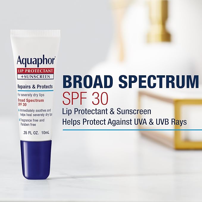Aquaphor Lip Repair Lip Balm with Sunscreen, Lip Protectant, Lip Balm SPF 30, 0.35 Oz Tube-VivaGrace Women