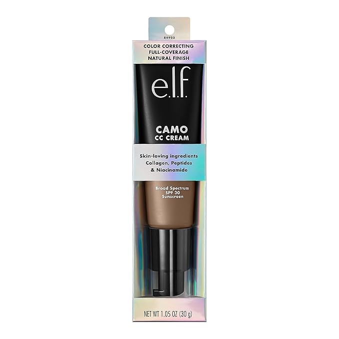 e.l.f. Camo CC Cream, Color Correcting Medium-To-Full Coverage Foundation with SPF 30, Deep 500 W, 1.05 Oz (30g)-VivaGrace Women